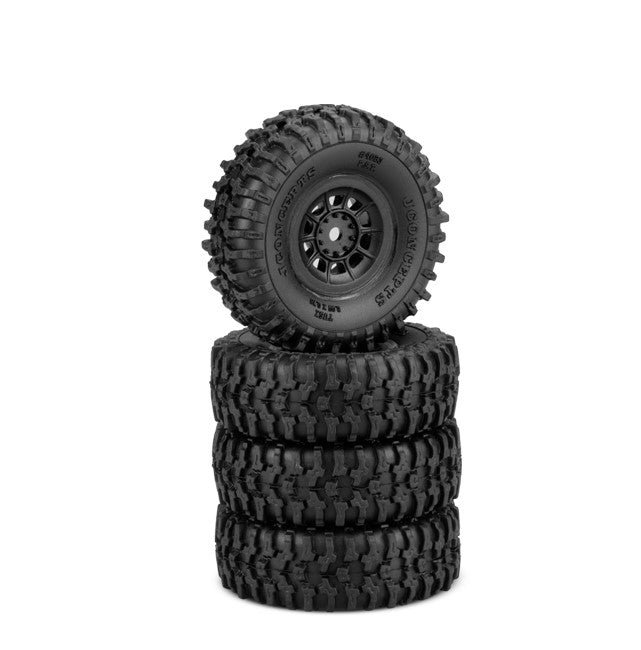 Jconcepts Tusk Green Tires Pre-Mounted on Hazard Wheels Set of 4 SCX24 40233294 image 0