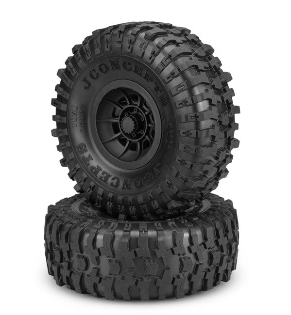Jconcepts Tusk 2.9" Green Tires Mounted on Hazard Wheels for Axial SCX6 40453294 image 0