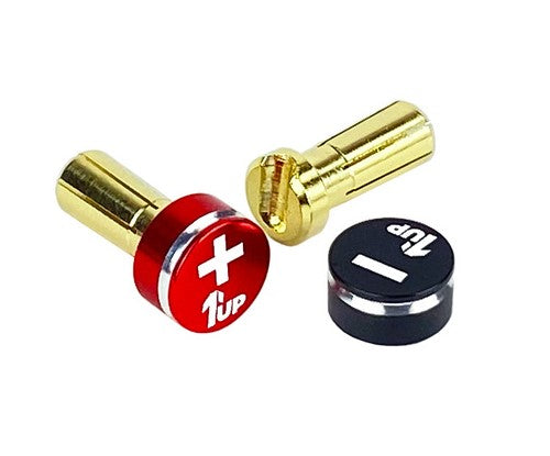 1UP Low Profile Bullet Plugs & Grips 5mm Red/Black 190432 image 0