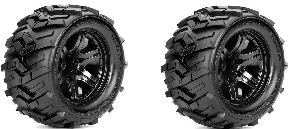 Roapex Morph 1/10 Monster Truck Tires Mounted on Black Wheels 0 Offset 12mm Hex image 0