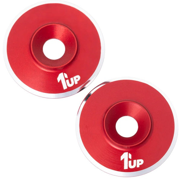 1UP Aluminum LowPro (Low Profile) Wing Washers M3 Red Shine 2pcs