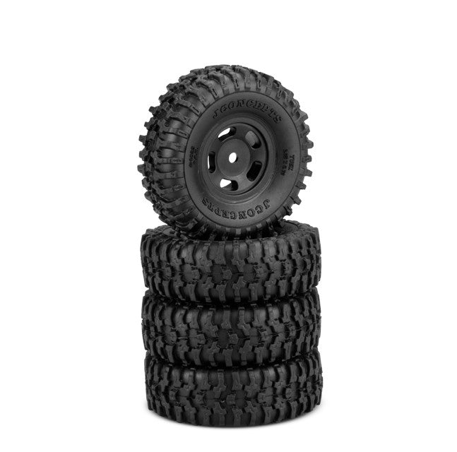 Jconcepts Set of 4 Tusk Green Tires Mounted Black Glide 5 Wheels SCX24 402332911 image 0