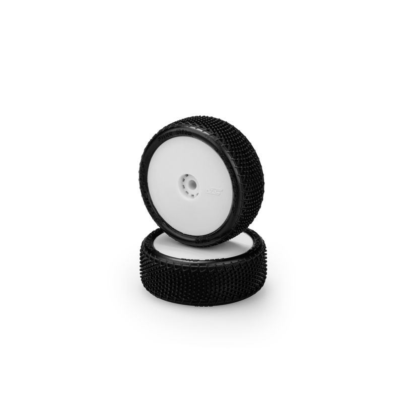 Jconcepts Fuzz Bite Pink Pre-Mounted White Wheel Losi Mini-B Front 40851211 image 0