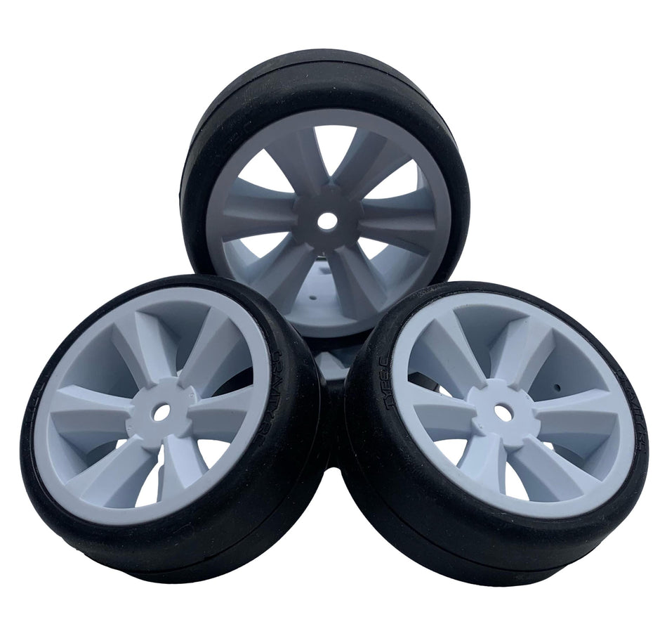 Gravity RC G-SPEC Type C Rubber Touring Car Tires Glued to Edge White Wheels (4) image 0