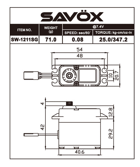 Savox SW1211SGP-BE Black Waterproof High Speed Servo w/Soft Start + 25t Horn image 1