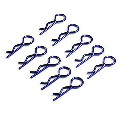 1/10 RC Car Body Clips Blue Anodized Finish 10pcs. Bent Angled from Rotor Ron