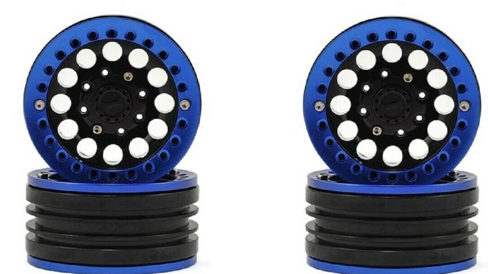 4pc 1.9 Metal Blue Beadlock Wheel Rim RC Axial SCX10 CC01 D90 D110 90046 Tamiya image 0