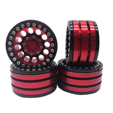 (4) 1.9 Aluminum RC Crawler Red Beadlock Wheel Rims 1/10 TRX-4 D90 SCX10 II III image 0