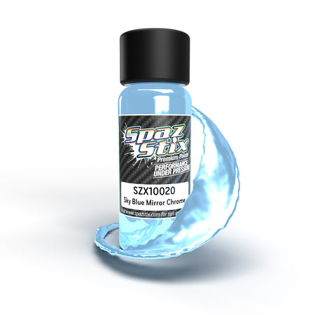 Spaz Stix Sky Blue Mirror Chrome Airbrush Ready Paint 2oz Bottle SZX10020 image 0