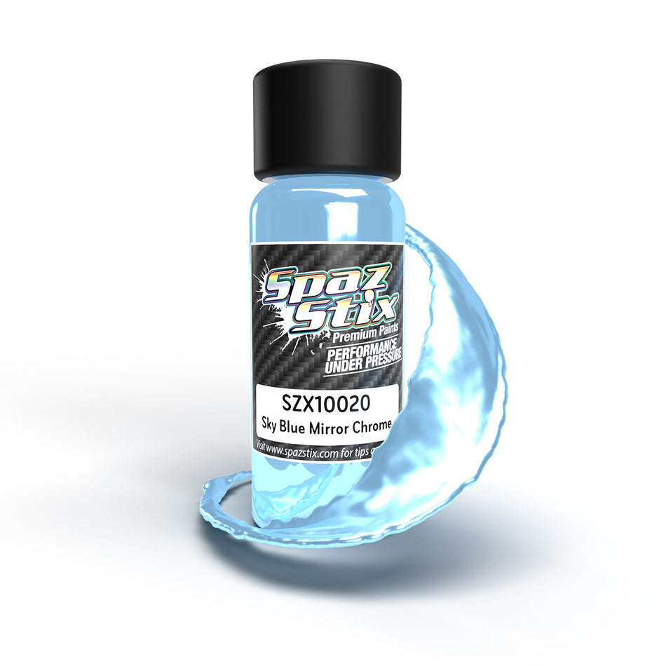 Spaz Stix Sky Blue Mirror Chrome Airbrush Ready Paint 2oz Bottle SZX10020 image 0