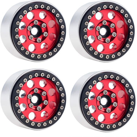 Power Hobby B2 Aluminum 1.9 Beadlock Wheels 9mm Hubs Red for 1/10 Rock Crawler image 0