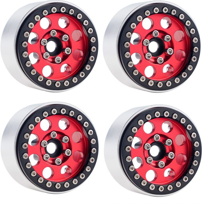 Power Hobby B2 Aluminum 1.9 Beadlock Wheels 9mm Hubs Red for 1/10 Rock Crawler image 0