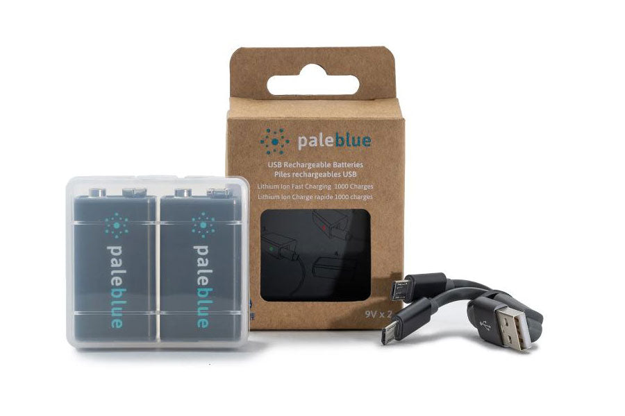 PaleBlue Lithium Ion USB Rechargeable 9V Batteries 2pk PBLPB9VC image 0