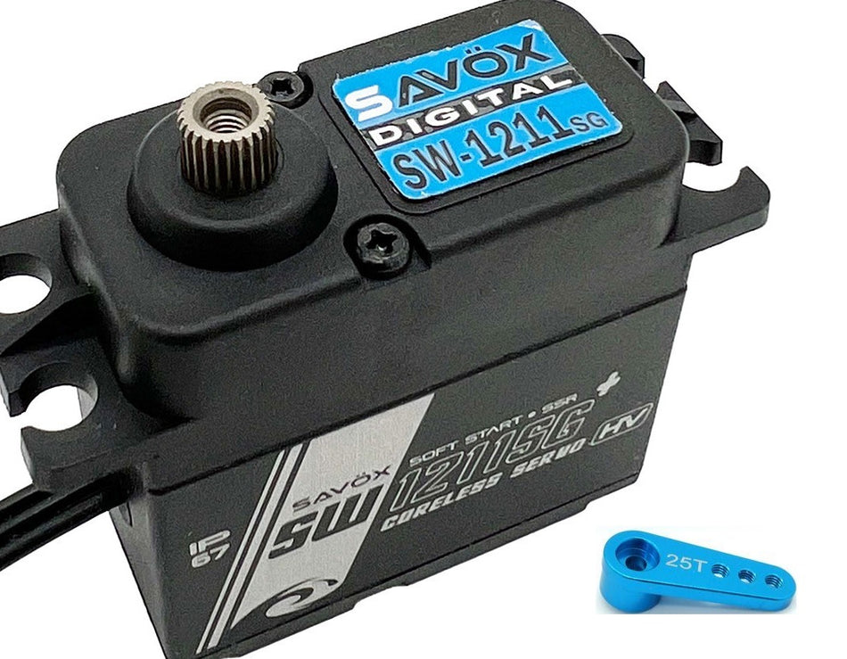 Savox SW1211SGP-BE Black Waterproof High Speed Servo w/Soft Start + 25t Horn image 0