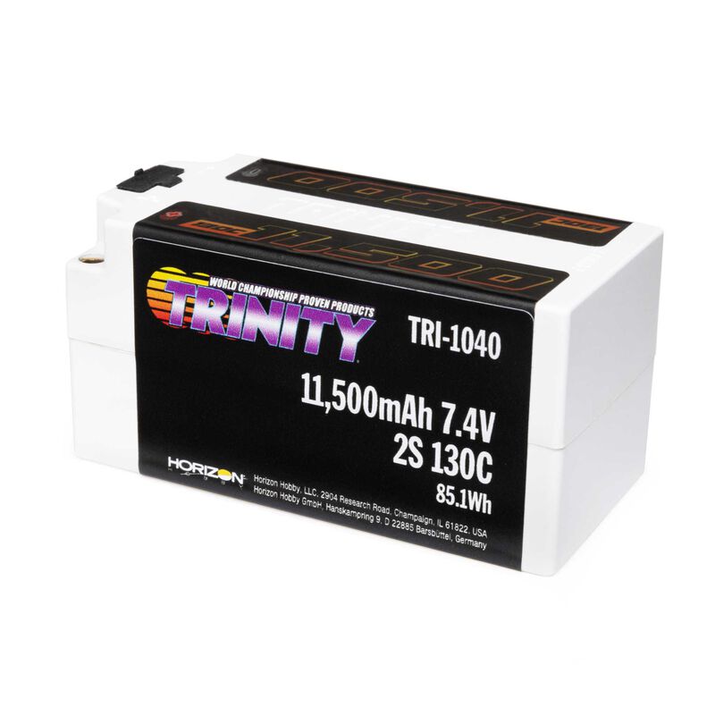 Trinity White Carbon Fat Shorty 11,500mah 2s 130c Lipo Battery 7.4v TRI-1040 image 0