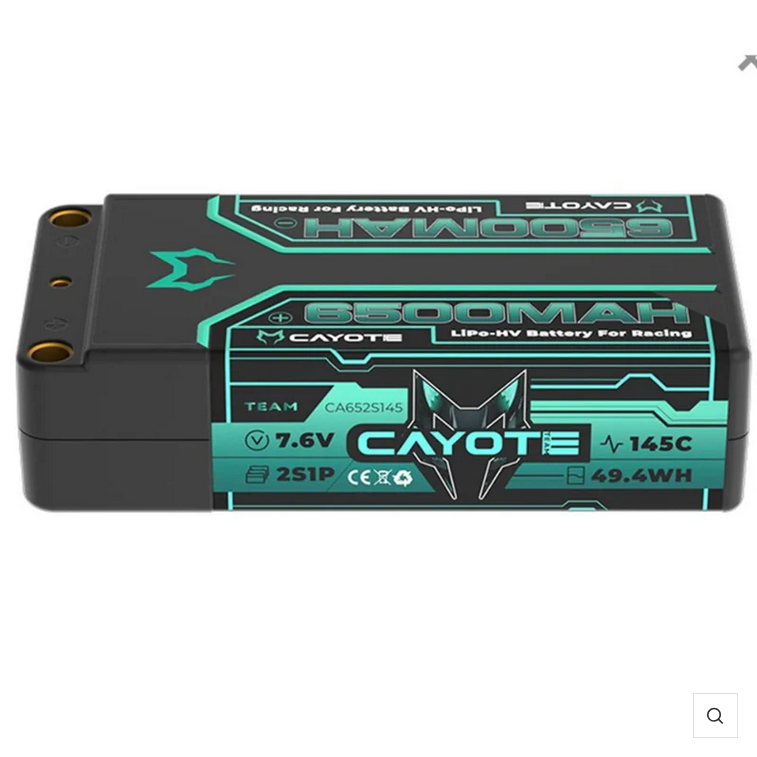 Cayote 2S 145C LCG Shorty LiHV Battery (7.6V/6500mAh) w/5mm Bullets CYE652S145