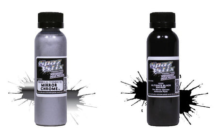 Spaz Stix Mirror Chrome &amp; Black Backer 2pack Airbrush Paint SZX10000 SZX10200 image 0
