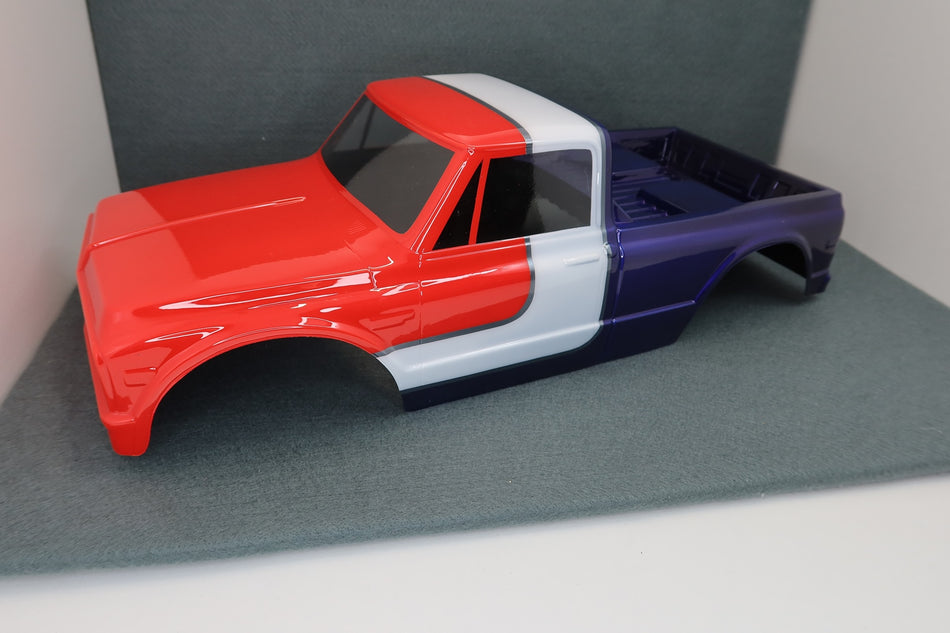 New Custom Painted 1/10 1972 Chevy K-10 Truck 12.3" Wheelbase Crawler Body image 0