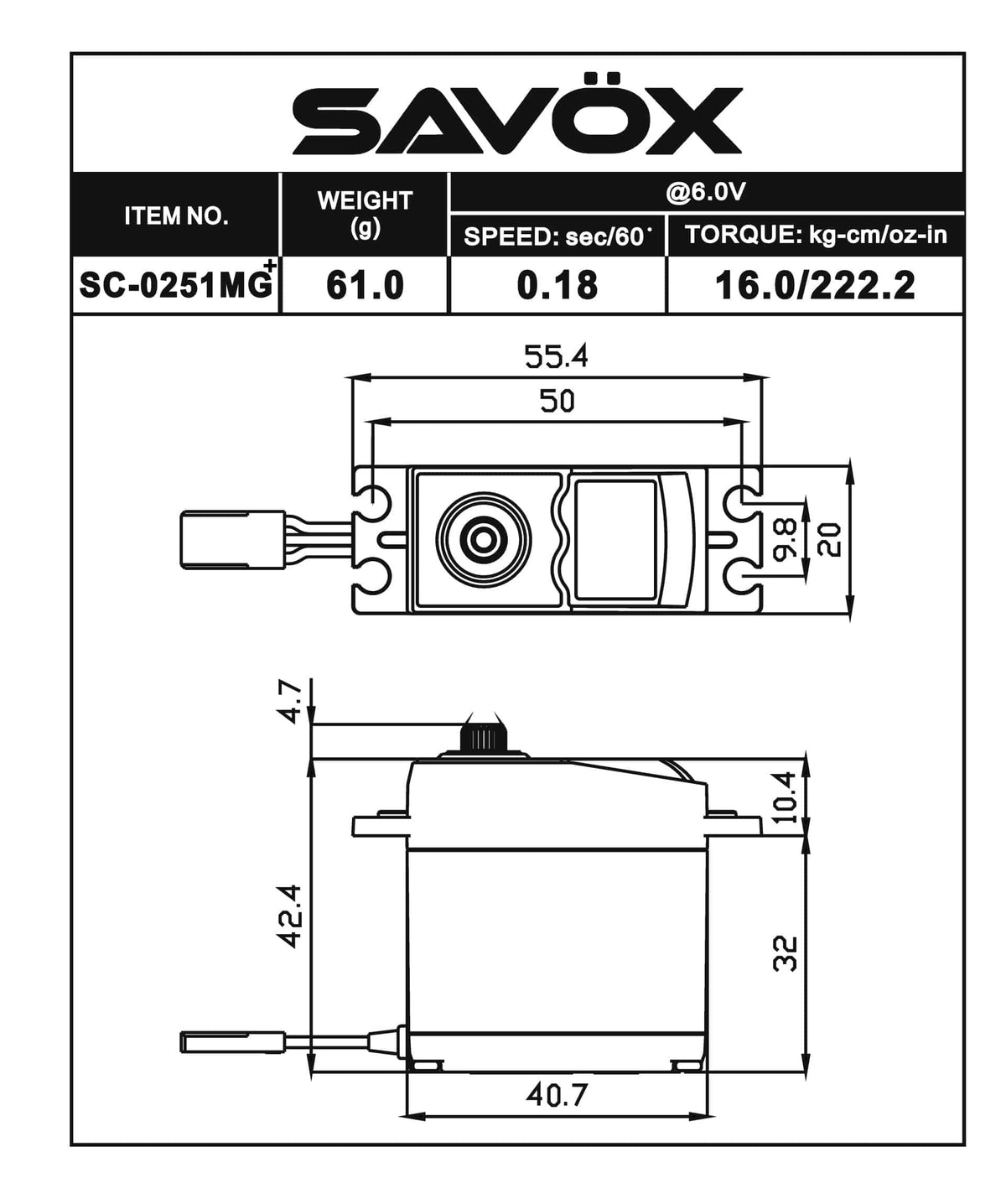 Savox SC-0251MGP Plus High Torque Metal Gear Digital Servo w/ Aluminum 25T Horn image 1