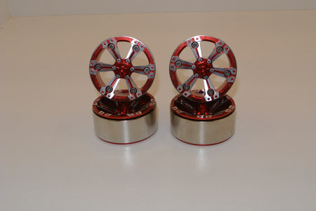 (4) 1.9 Metal Crawler Red Chrome Beadlock Wheel Rim 1/10 TRX-4 D90 SCX10 II III image 0