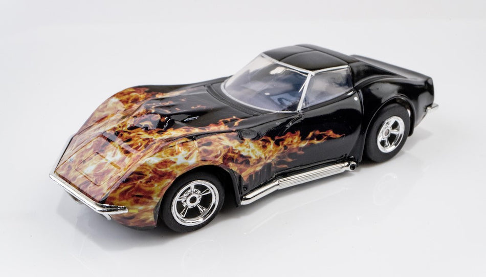 AFX 1968 Corvette 427 Black/Flame HO Scale Slot Car 22051 image 0