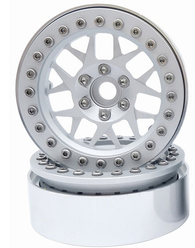 Aluminum 2.2" Silver Beadlock Wheels Rims for 1/10 RC Axial SCX10 Wraith TRX4 KM2 image 0
