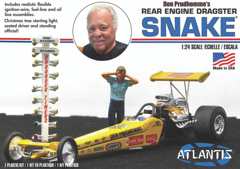 Atlantis 1/24 Don Prudhomme Snake Rear Engine Dragster Plastic Model Kit M7528 image 0