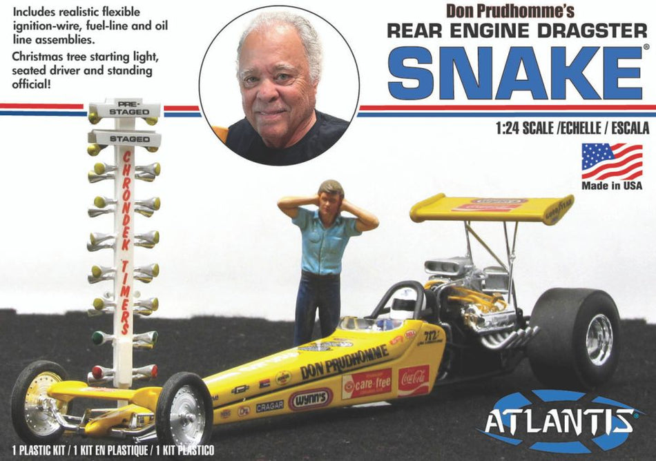 Atlantis 1/24 Don Prudhomme Snake Rear Engine Dragster Plastic Model Kit M7528 image 0
