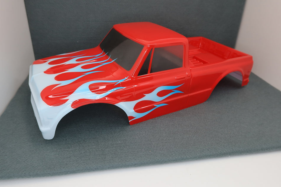 New Custom Painted 1/10 1972 Chevy K-10 Truck 12.3" Wheelbase Crawler Body image 0