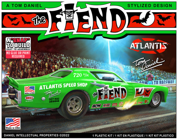 Atlantis 1/32 Scale Snap Tom Daniel Fiend Funny Car Plastic Model Kit M8278 image 0