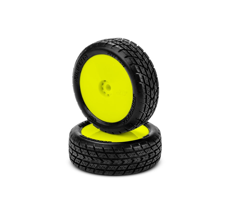 Jconcepts Dirt Trac Green Pre-Mounted Yellow Wheels Mini-B-T Front 2.0 41212211 image 0