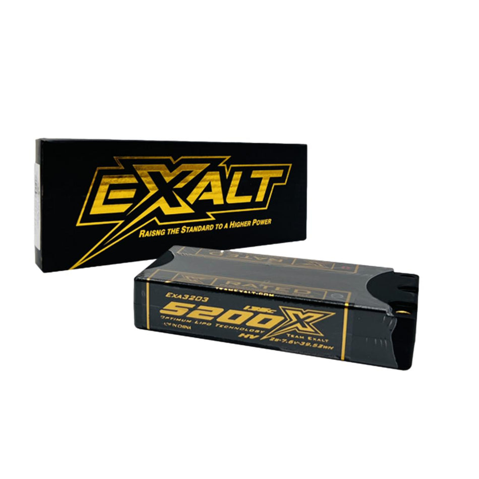 Team Exalt X-Rated 5200mah 135c 2s 7.6v LCG Shorty Lipo Battery EXA3203 image 0