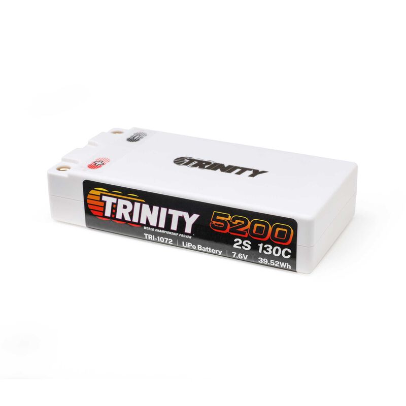 Trinity White Carbon 2S 7.4v 5200mAh 130c Shorty LiPo Battery TRI-1072 image 0