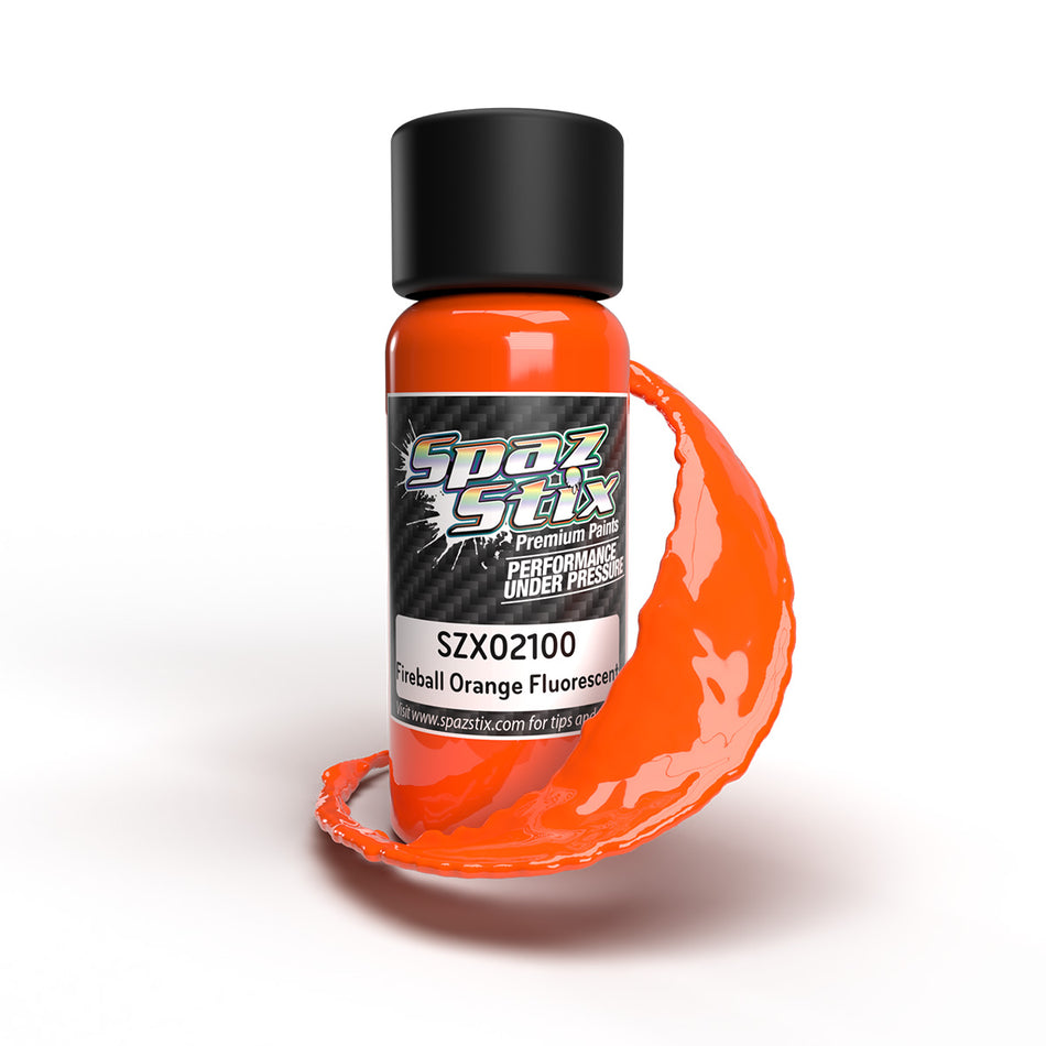 Spaz Stix Fireball Orange Fluorescent Airbrush Ready Paint 2oz Bottle SZX02100 02100 image 0