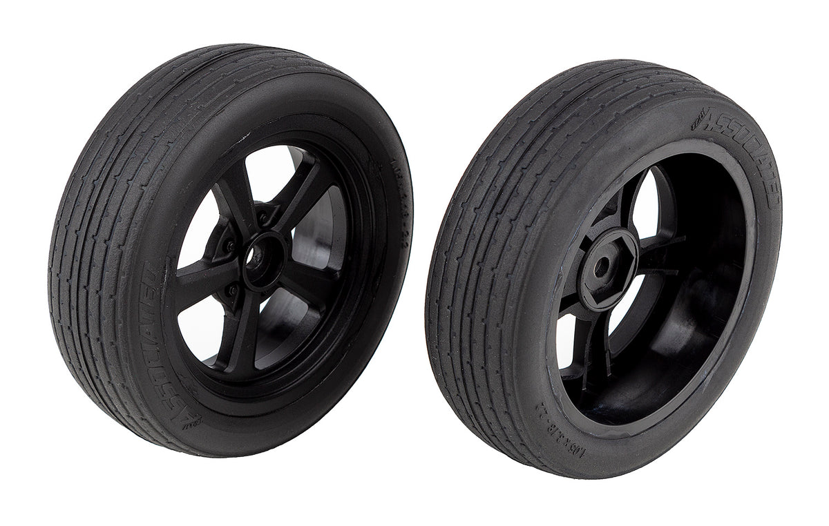 Team Associated DR10 DR10M Front Drag Tires &amp; Wheels Mounted Ready to Race 71073 image 0
