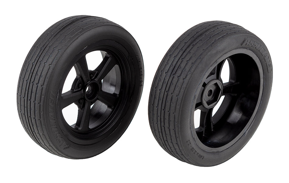 Team Associated DR10 DR10M Front Drag Tires &amp; Wheels Mounted Ready to Race 71073 image 0