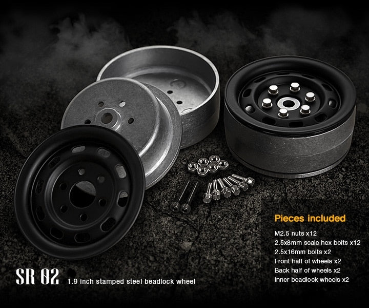 Gmade 1.9 " SR02 Beadlock Wheels Matte black 2pcs for 1.9 inch Size Tire GM70174 image 1