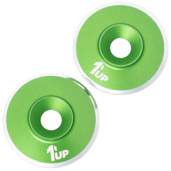 1UP Aluminum LowPro (Low Profile) Wing Washers M3 Green Shine 2pcs 820821 image 0