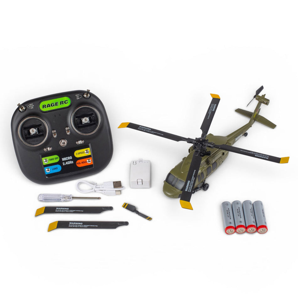 Rage RC Hero-Copter BL 4 Blade Brushless Heli RTF Helicopter Army RGR6150 6150
