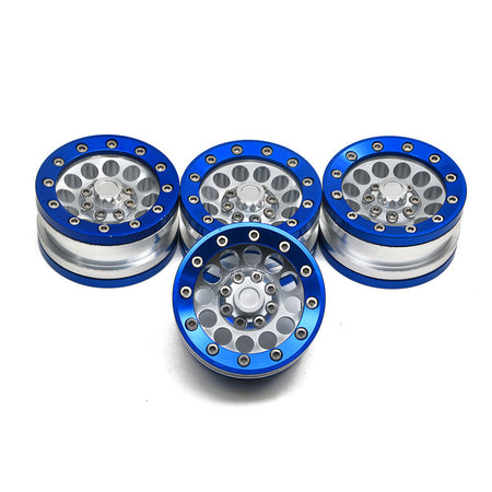 1.9 Metal Blue Beadlock 4pc Wheel Rim RC Axial SCX10 CC01 D90 D110 90046 Tamiya image 0
