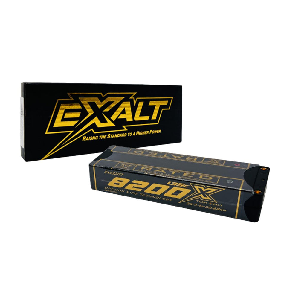 Team Exalt X-Rated 8200mah 135c 2s 7.4v Stick Lipo Battery w/5mm Bullets EXA3207 image 0