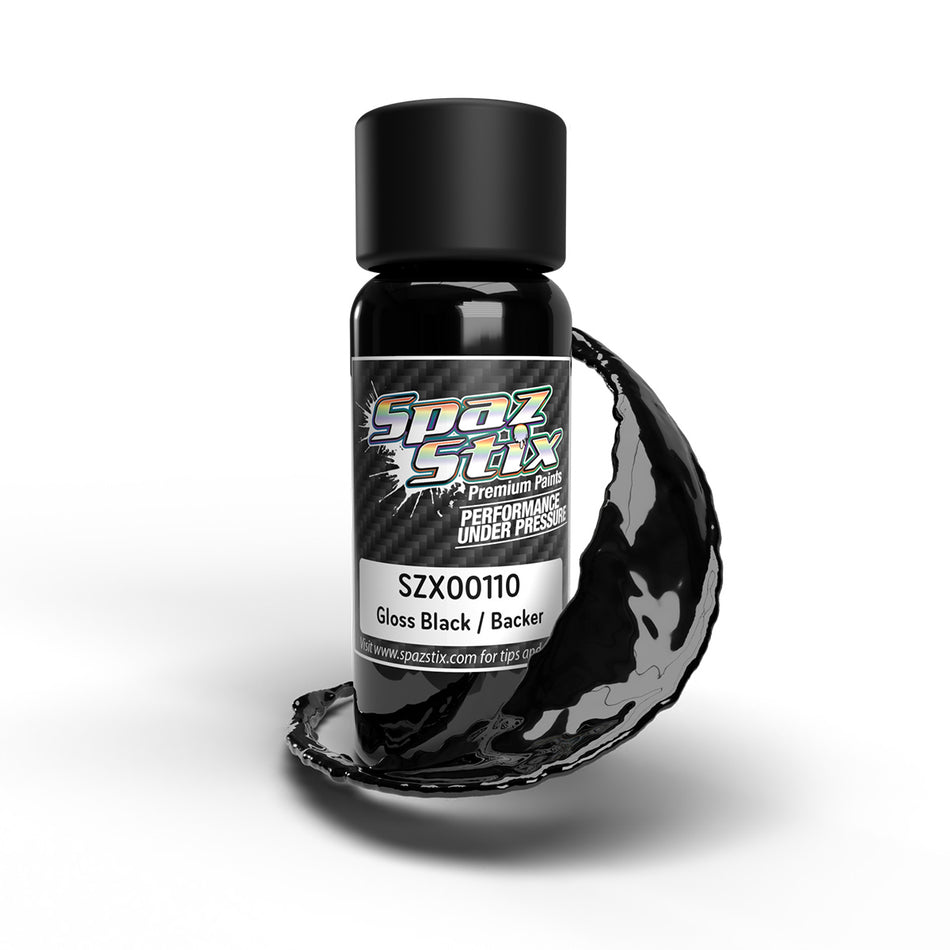 Spaz Stix High Gloss Black/Backer Airbrush Paint SZX00110 00110 image 0