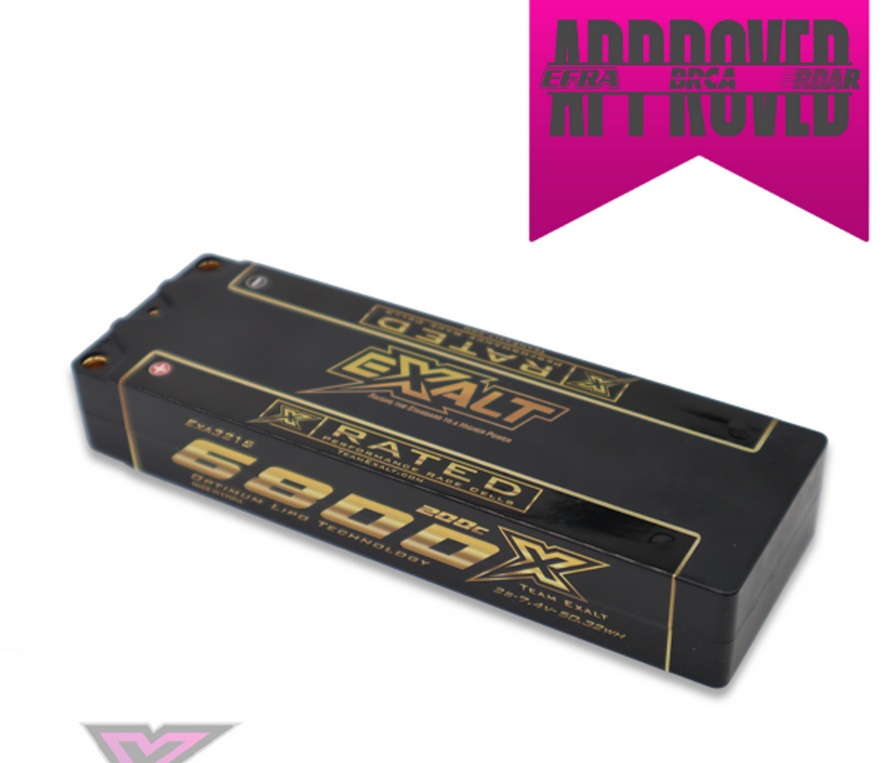 Team Exalt X-Rated 6800mah 200c 2s 7.4v Stick Lipo Battery w/5mm Bullets EXA3215