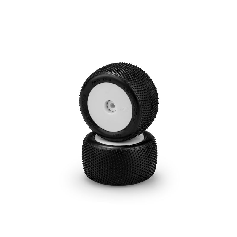Jconcepts Fuzz Bite Pink Mounted White Wheel Mini-T 2.0/Mini-B Rear 40841221 image 0