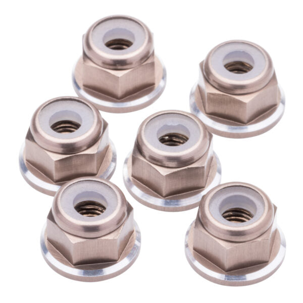 1UP Racing Aluminum M3 Flanged Locknuts Gunmetal Shine 6pcs 80588 image 0