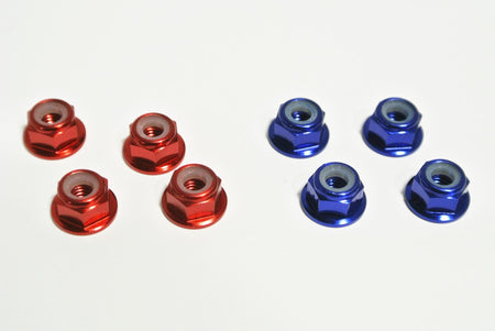 Set of 4 Aluminum Locking 1/10 scale M4 Wheel Nuts (Red Blue Black) - Blue image