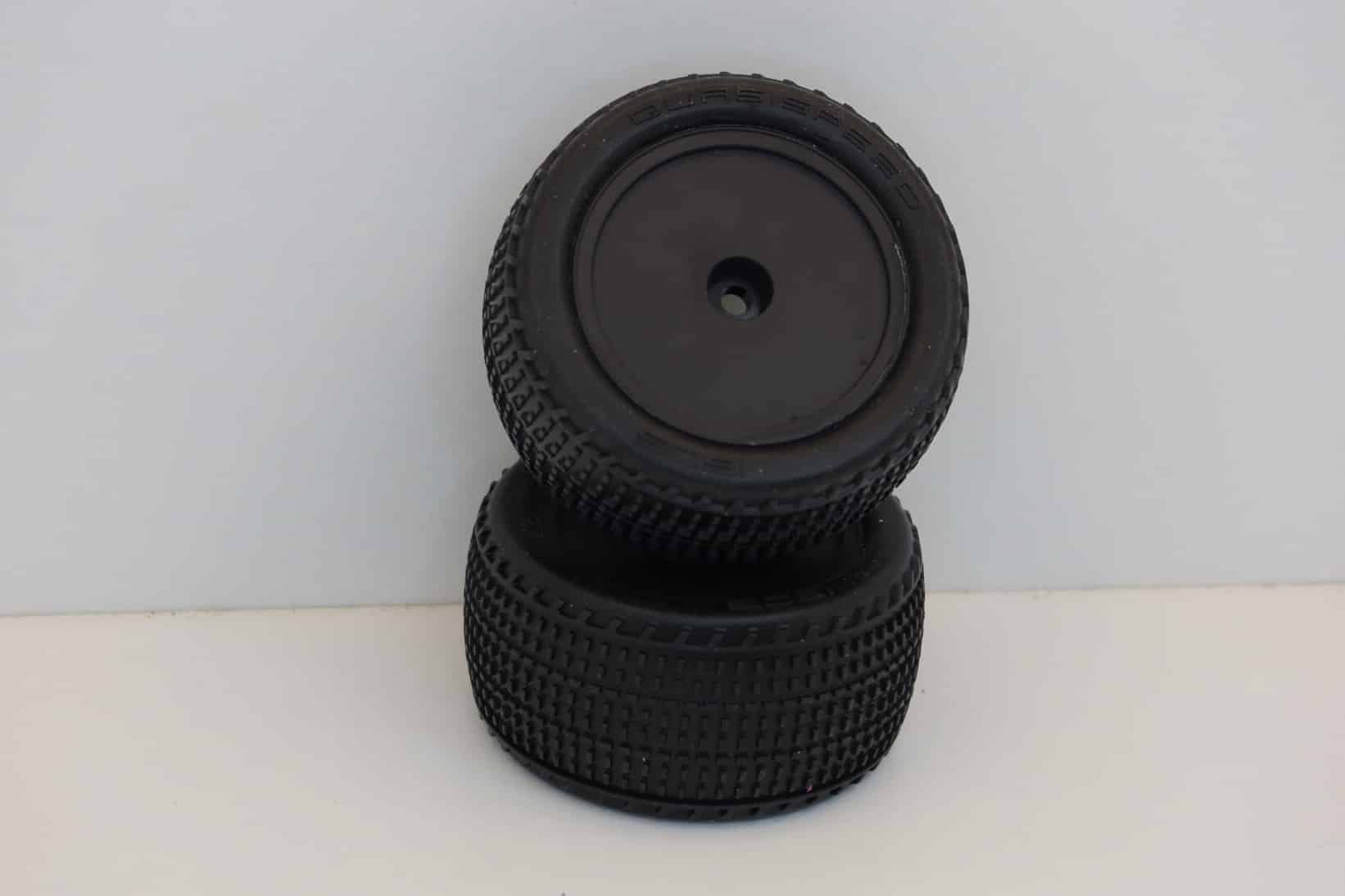 Quasi Speed Rear Tires (Set of 2) QS-1602 PRE-MOUNTED on QS-1612BL Black Wheels image 0