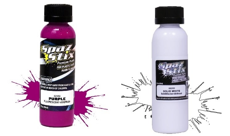 Spax Stix Purple Fluorescent White Backer Combo Airbrush Paint SZX00200 SZX02350 image 0