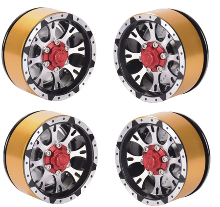 Set of 4 1.9 Aluminum RC Beadlock Wheel Rims 1/10 TRX-4 D90 SCX10 II III Jeep image 0