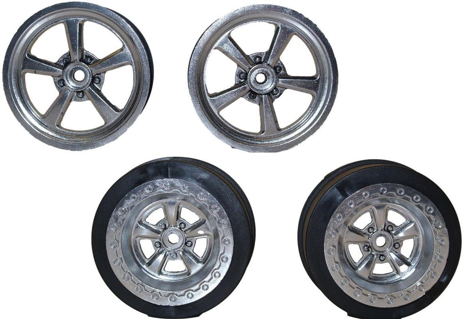 CHROME Set (4pc )No Prep Drag Front &amp; Rear Wheels 12mm Hex for DR10 Slash Others image 0